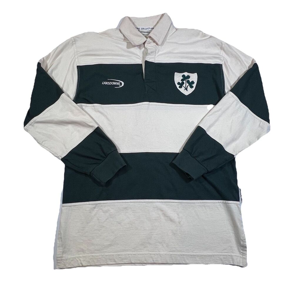 Landsdowne Collection Irish Rugby Shirt Long Sleeve Shamrock Crest Men's Small